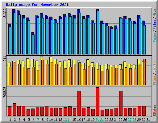 Daily usage for November 2021